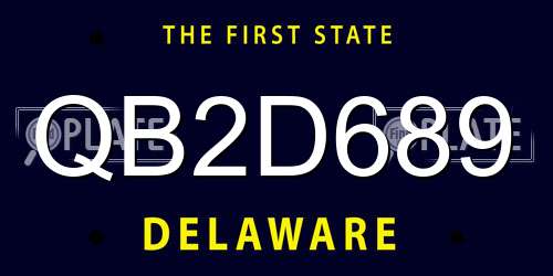 QB2D689 Delaware License Plate