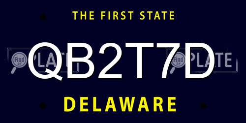 QB2T7D Delaware License Plate