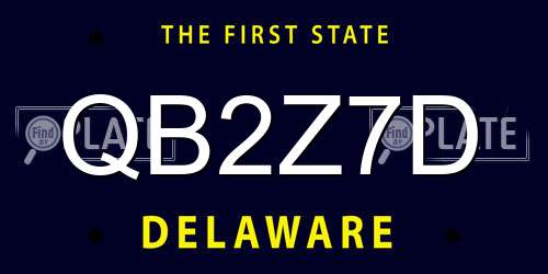 QB2Z7D Delaware License Plate