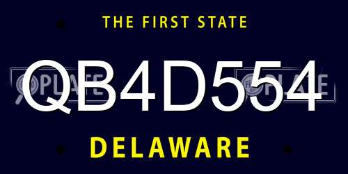 QB4D554 Delaware License Plate