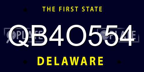 QB4O554 Delaware License Plate