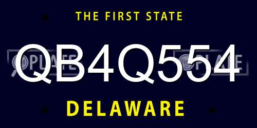 QB4Q554 Delaware License Plate