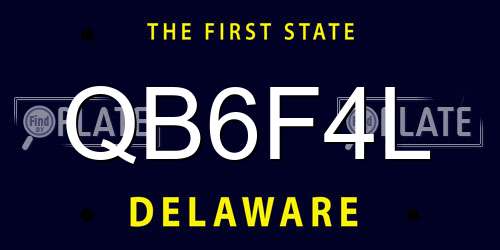 QB6F4L Delaware License Plate