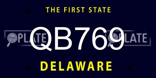 QB769 Delaware License Plate