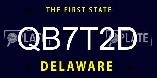 QB7T2D Delaware License Plate