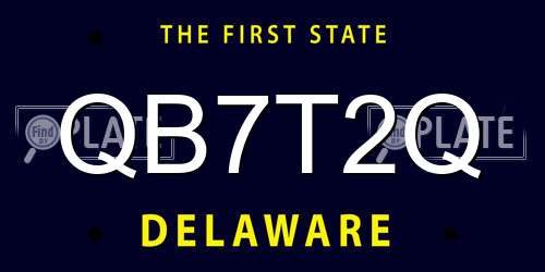 QB7T2Q Delaware License Plate