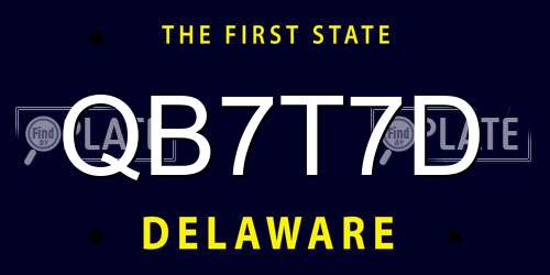 QB7T7D Delaware License Plate