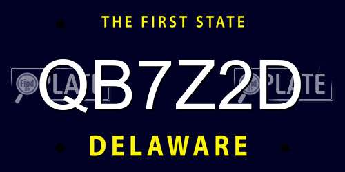 QB7Z2D Delaware License Plate