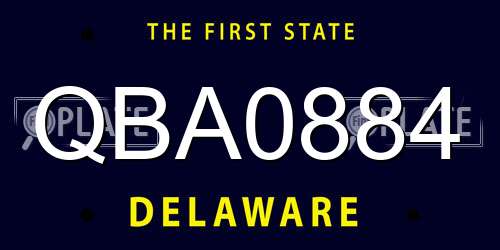 QBA0884 Delaware License Plate