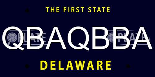 QBAQBBA Delaware License Plate