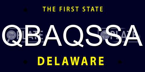 QBAQSSA Delaware License Plate