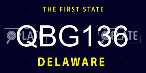 QBG136 Delaware License Plate