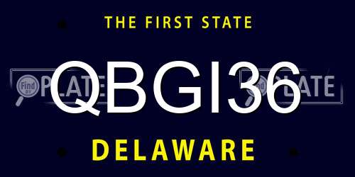 QBGI36 Delaware License Plate