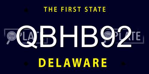 QBHB92 Delaware License Plate