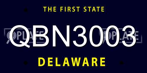QBN3003 Delaware License Plate