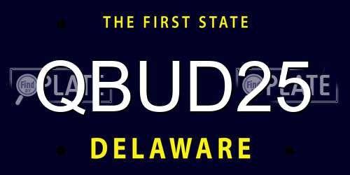 QBUD25 Delaware License Plate