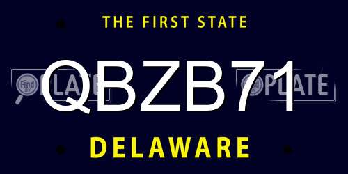 QBZB71 Delaware License Plate