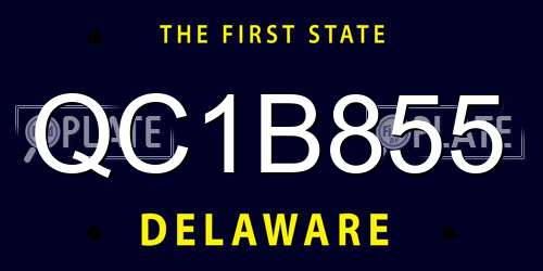 QC1B855 Delaware License Plate