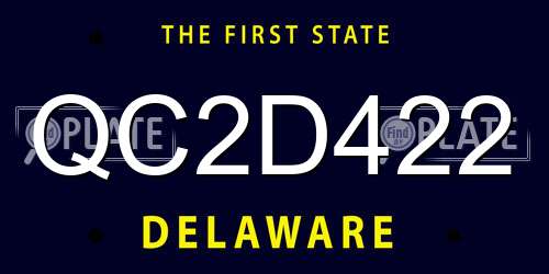 QC2D422 Delaware License Plate