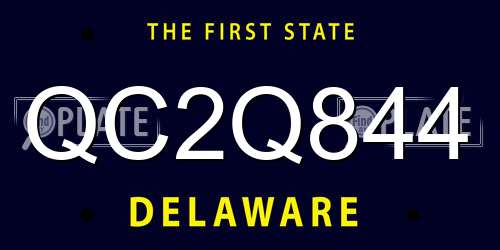 QC2Q844 Delaware License Plate