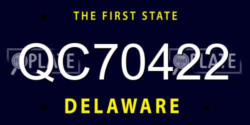 QC70422 Delaware License Plate