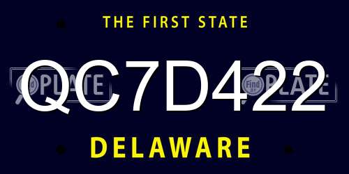QC7D422 Delaware License Plate