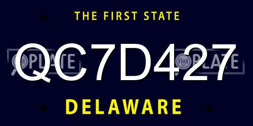 QC7D427 Delaware License Plate