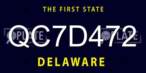 QC7D472 Delaware License Plate
