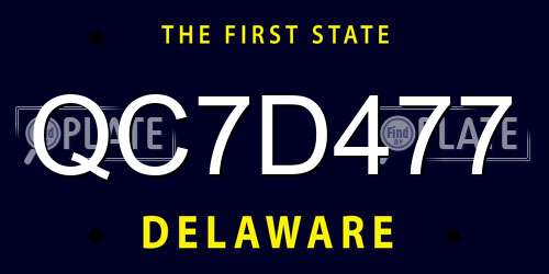 QC7D477 Delaware License Plate
