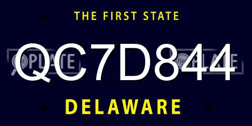 QC7D844 Delaware License Plate