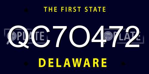 QC7O472 Delaware License Plate