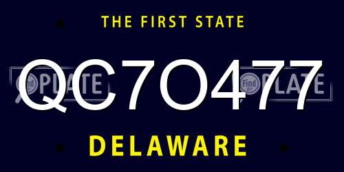 QC7O477 Delaware License Plate