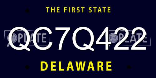 QC7Q422 Delaware License Plate