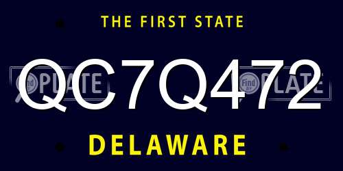 QC7Q472 Delaware License Plate