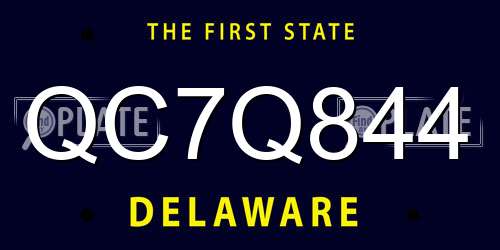 QC7Q844 Delaware License Plate