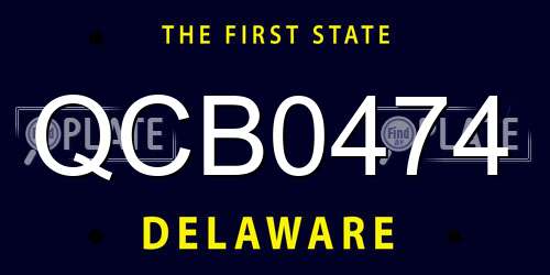 QCB0474 Delaware License Plate