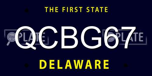 QCBG67 Delaware License Plate