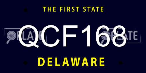 QCF168 Delaware License Plate