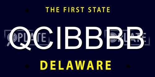 QCIBBBB Delaware License Plate