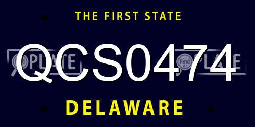 QCS0474 Delaware License Plate