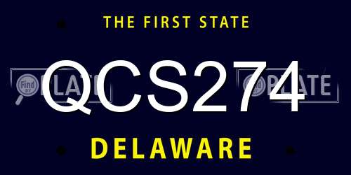 QCS274 Delaware License Plate