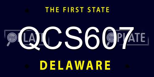 QCS607 Delaware License Plate