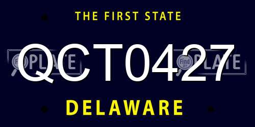 QCT0427 Delaware License Plate