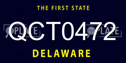 QCT0472 Delaware License Plate