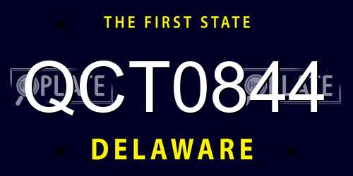 QCT0844 Delaware License Plate