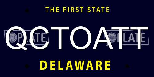 QCTOATT Delaware License Plate