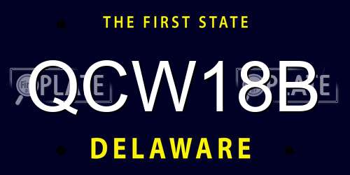 QCW18B Delaware License Plate