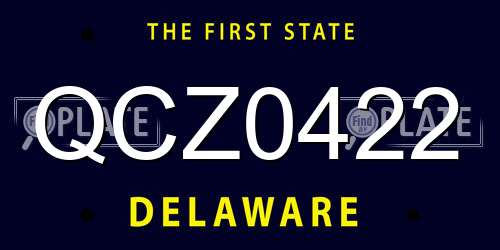 QCZ0422 Delaware License Plate
