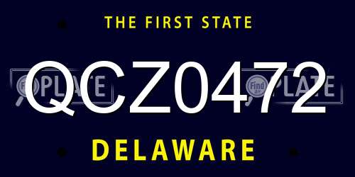 QCZ0472 Delaware License Plate