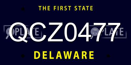 QCZ0477 Delaware License Plate